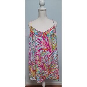 Lilly Pulitzer Womens Dusk Silk Slip Dress sleeveless Seaspray Lovers X Large